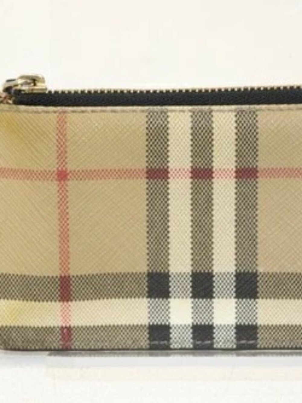 Burberry Check Print Chain Strap Card Wallet - Beige/Black